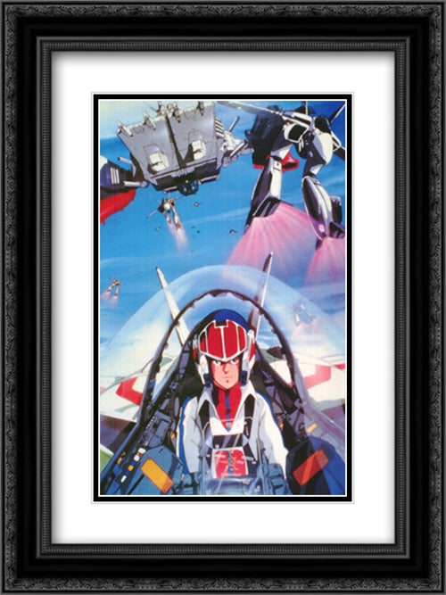 Robotech: The Movie 18x24 Black Ornate Wood Framed Movie Poster with Double Matting