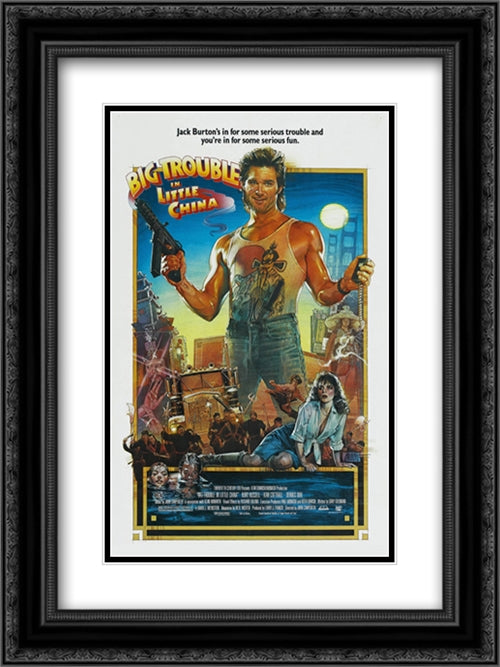 Big Trouble in Little China 18x24 Black Ornate Wood Framed Movie Poster with Double Matting