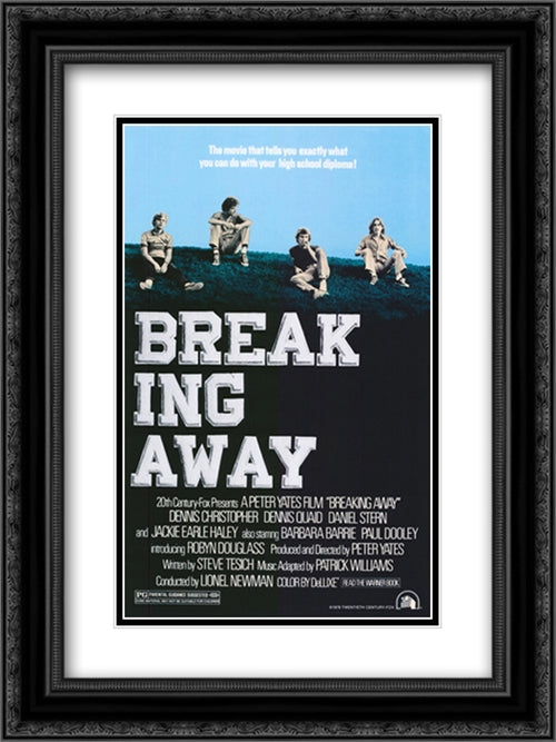 Breaking Away 18x24 Black Ornate Wood Framed Movie Poster with Double Matting
