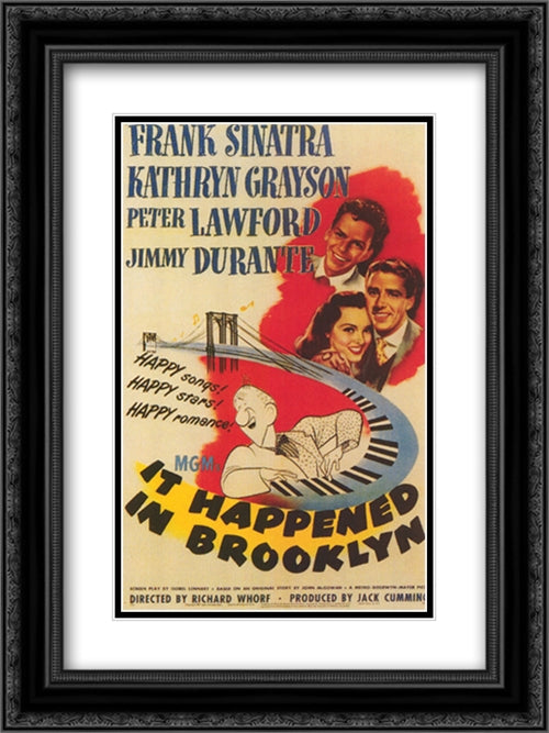 It Happened in Brooklyn 18x24 Black Ornate Wood Framed Movie Poster with Double Matting