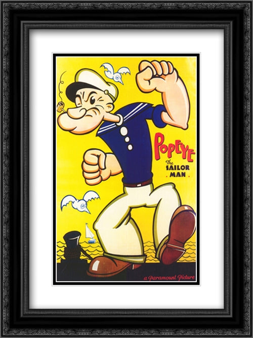 Popeye the Sailor Man 18x24 Black Ornate Wood Framed Movie Poster with Double Matting