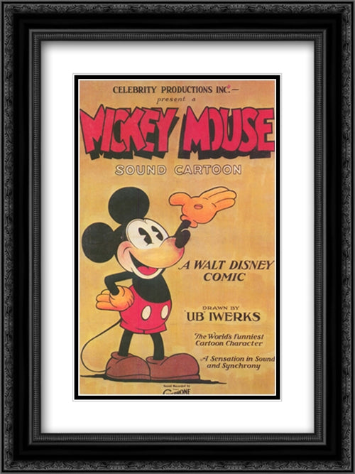 Mickey Mouse 18x24 Black Ornate Wood Framed Movie Poster with Double Matting