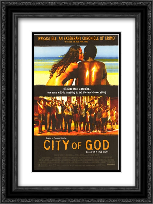 City Of God 18x24 Black Ornate Wood Framed Movie Poster with Double Matting