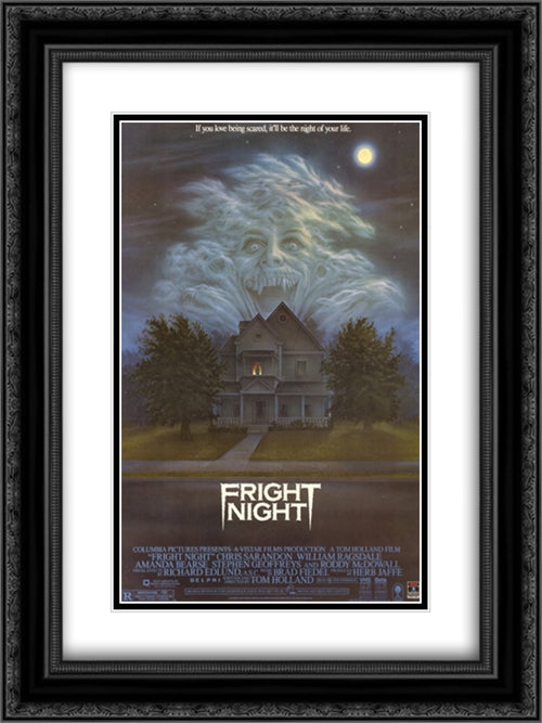 Fright Night 18x24 Black Ornate Wood Framed Movie Poster with Double Matting