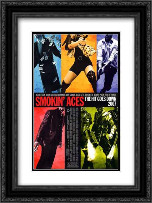 Smokin' Aces 18x24 Black Ornate Wood Framed Movie Poster with Double Matting