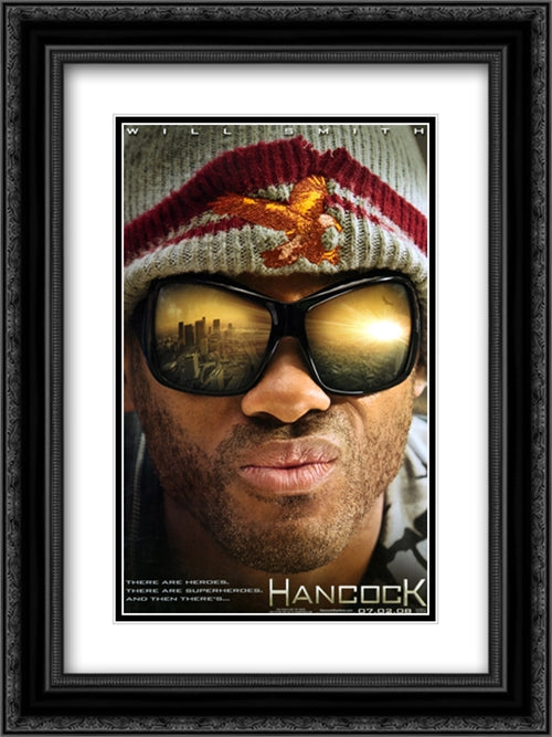 Hancock 18x24 Black Ornate Wood Framed Movie Poster with Double Matting