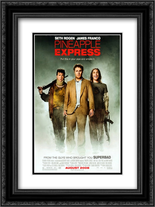 Pineapple Express 18x24 Black Ornate Wood Framed Movie Poster with Double Matting