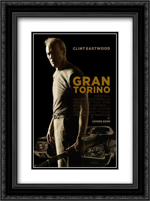 Gran Torino 18x24 Black Ornate Wood Framed Movie Poster with Double Matting