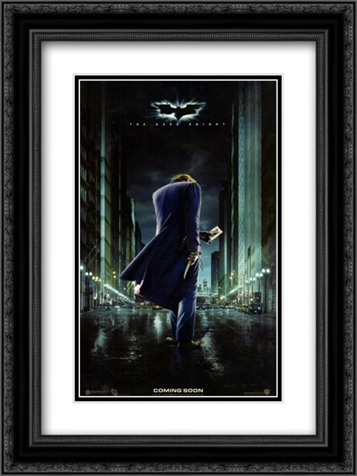 The Dark Knight 18x24 Black Ornate Wood Framed Movie Poster with Double Matting