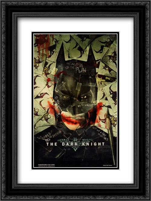 The Dark Knight 18x24 Black Ornate Wood Framed Movie Poster with Double Matting