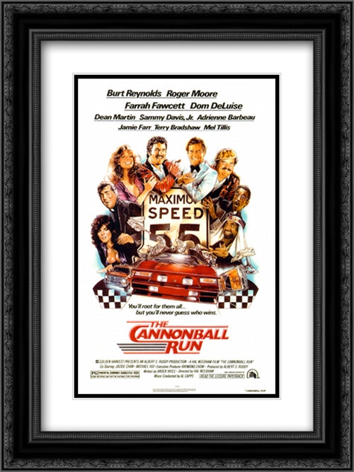 Cannonball Run 18x24 Black Ornate Wood Framed Movie Poster with Double Matting