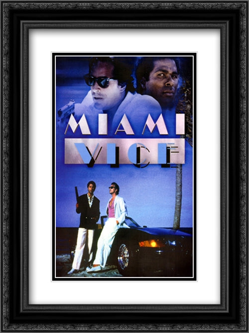 Miami Vice 18x24 Black Ornate Wood Framed Movie Poster with Double Matting