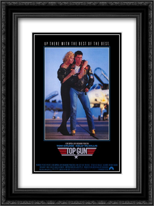 Top Gun 18x24 Black Ornate Wood Framed Movie Poster with Double Matting