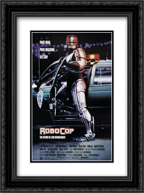 RoboCop 18x24 Black Ornate Wood Framed Movie Poster with Double Matting