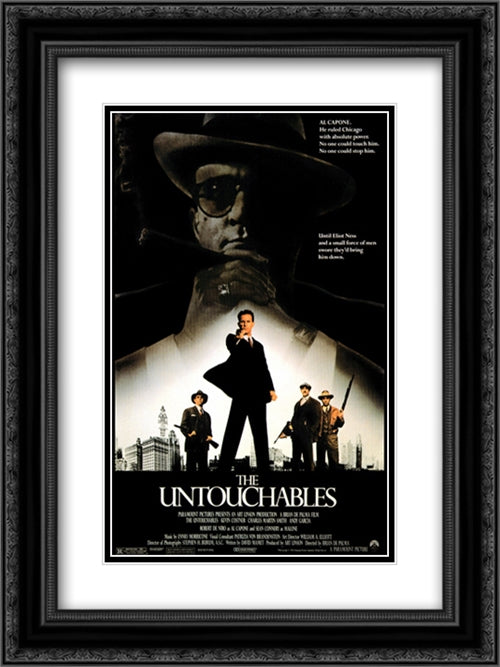 The Untouchables 18x24 Black Ornate Wood Framed Movie Poster with Double Matting