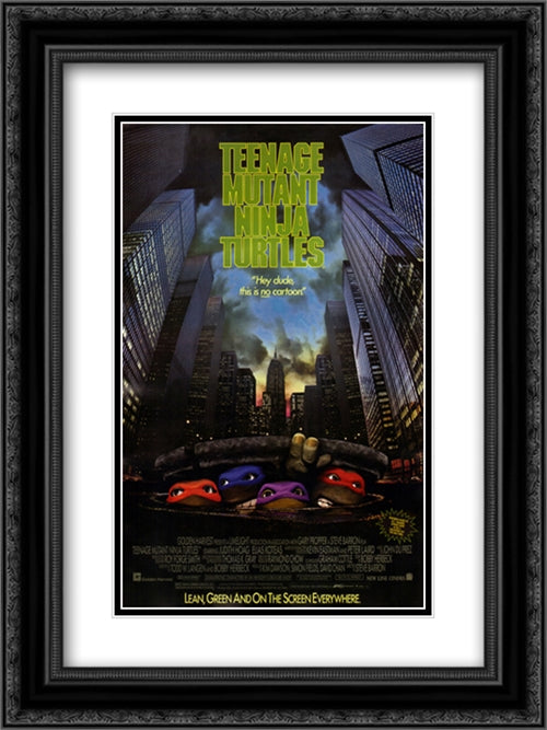 Teenage Mutant Ninja Turtles 18x24 Black Ornate Wood Framed Movie Poster with Double Matting