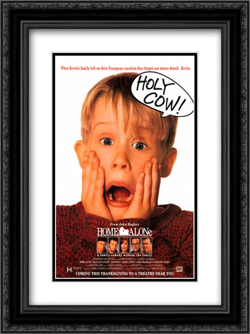 Home Alone 18x24 Black Ornate Wood Framed Movie Poster with Double Matting