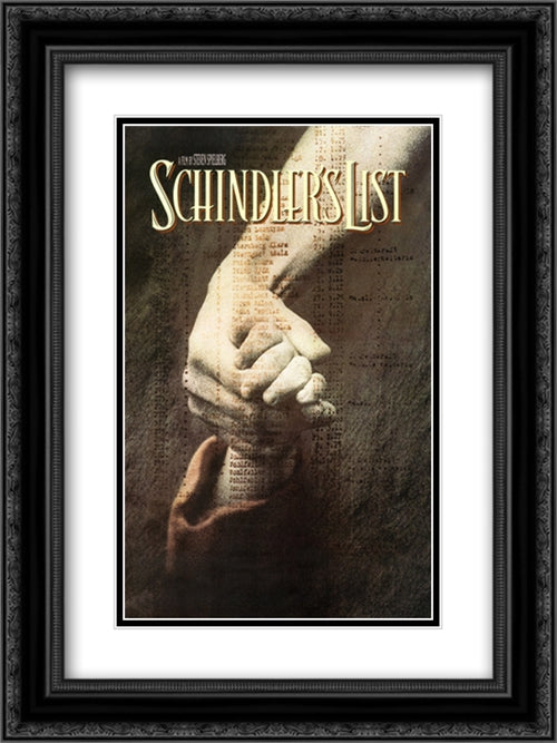 Schindler's List 18x24 Black Ornate Wood Framed Movie Poster with Double Matting
