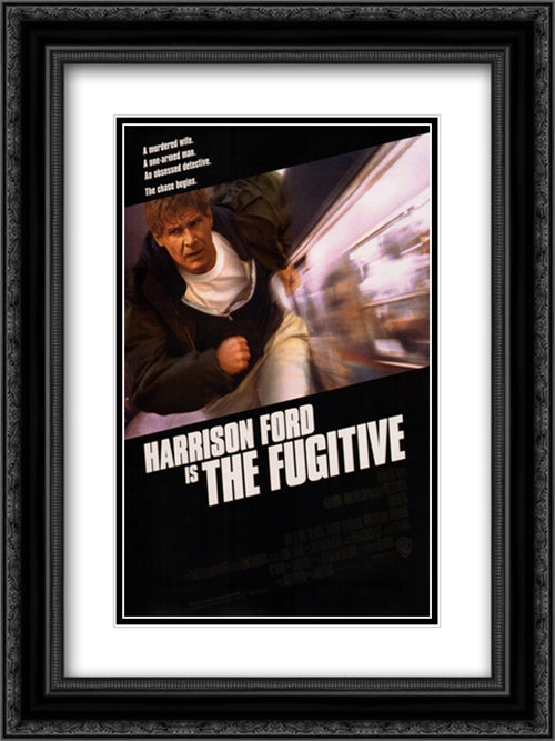 The Fugitive 18x24 Black Ornate Wood Framed Movie Poster with Double Matting