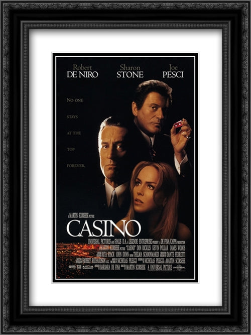 Casino 18x24 Black Ornate Wood Framed Movie Poster with Double Matting