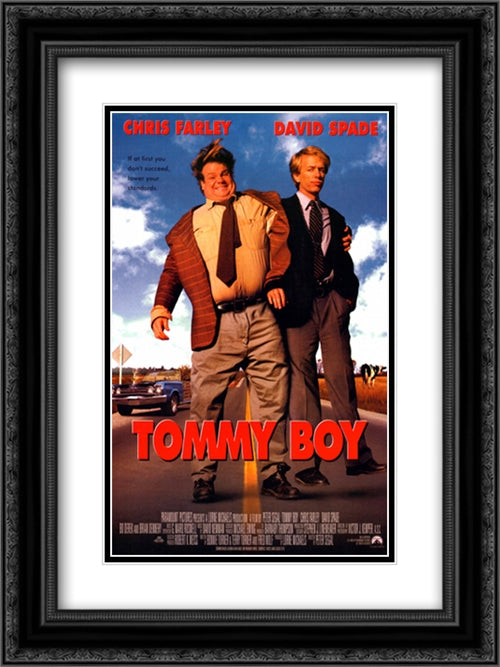 Tommy Boy 18x24 Black Ornate Wood Framed Movie Poster with Double Matting