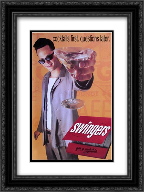 Swingers 18x24 Black Ornate Wood Framed Movie Poster with Double Matting