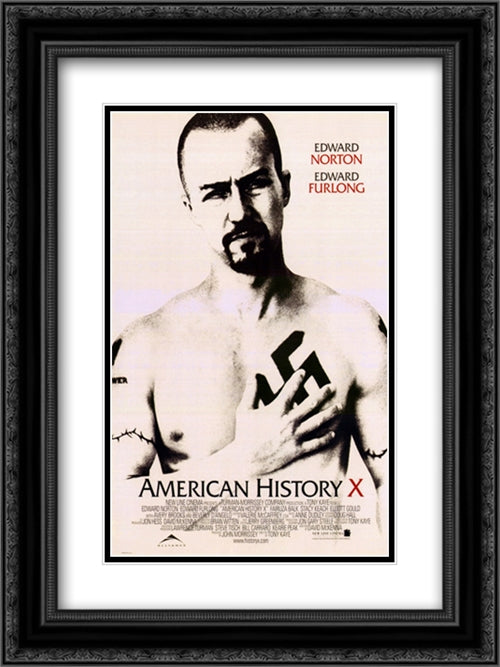 American History X 18x24 Black Ornate Wood Framed Movie Poster with Double Matting