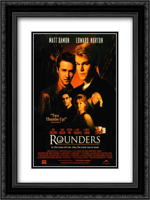 Rounders 18x24 Black Ornate Wood Framed Movie Poster with Double Matting