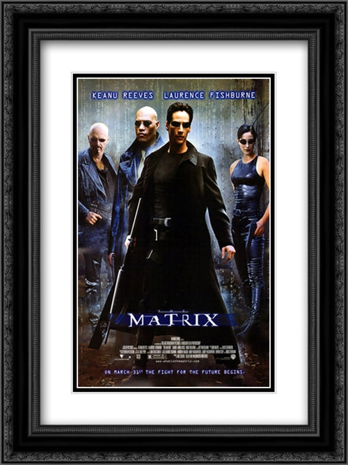 The Matrix 18x24 Black Ornate Wood Framed Movie Poster with Double Matting