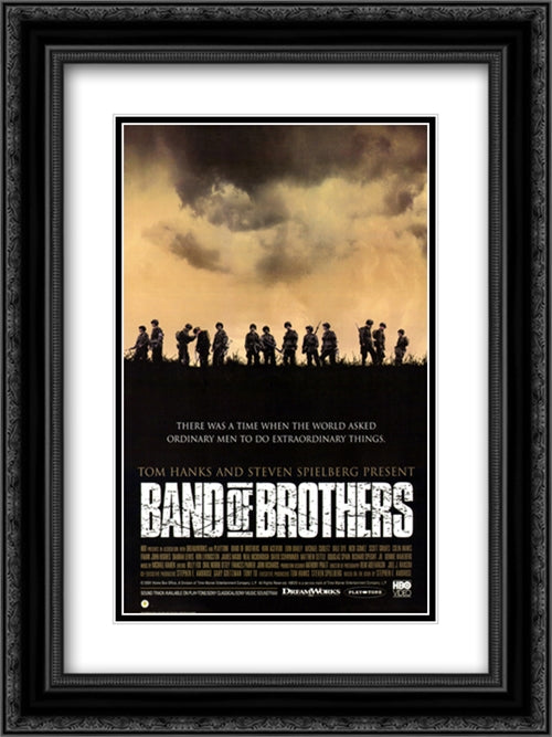 Band of Brothers 18x24 Black Ornate Wood Framed Movie Poster with Double Matting