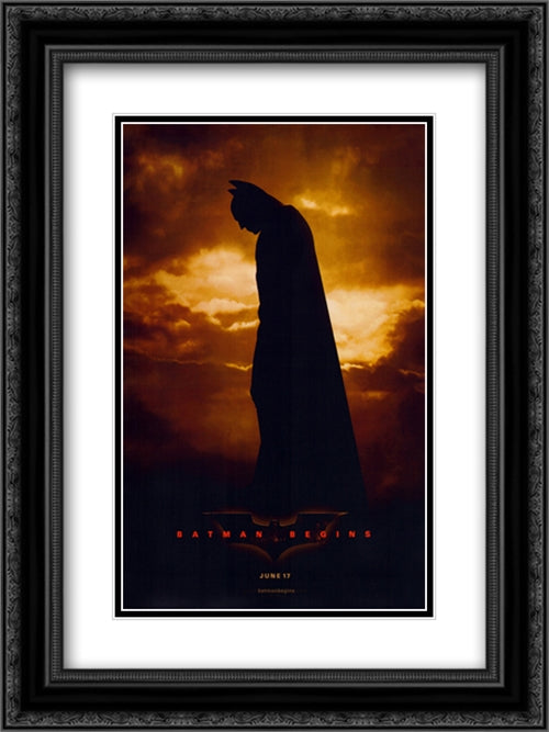 Batman Begins 18x24 Black Ornate Wood Framed Movie Poster with Double Matting