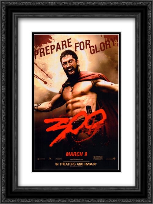 300 18x24 Black Ornate Wood Framed Movie Poster with Double Matting
