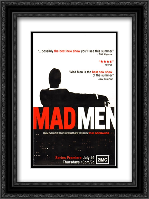 Mad Men 18x24 Black Ornate Wood Framed Movie Poster with Double Matting