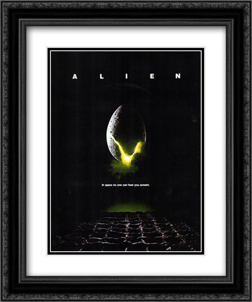 Alien 20x24 Black Ornate Wood Framed Movie Poster with Double Matting