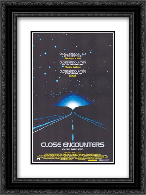 Close Encounters 18x24 Black Ornate Wood Framed Movie Poster with Double Matting