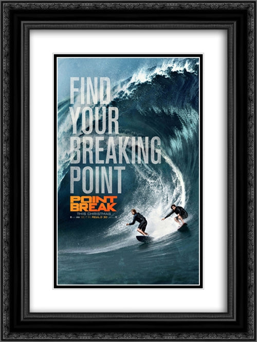 Point Break 18x24 Black Ornate Wood Framed Movie Poster with Double Matting