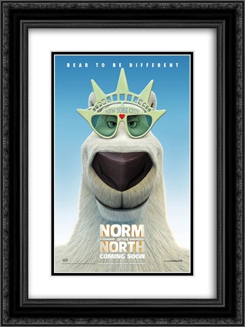 Norm of the North 18x24 Black Ornate Wood Framed Movie Poster with Double Matting