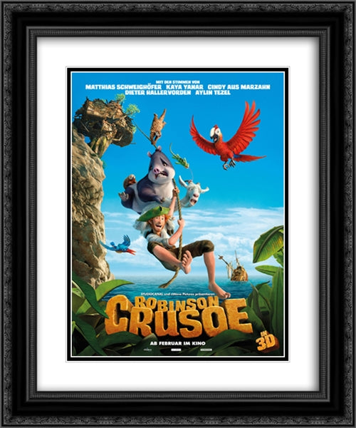 Robinson Crusoe 20x24 Black Ornate Wood Framed Movie Poster with Double Matting