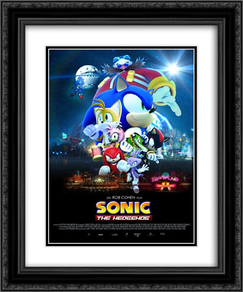 Sonic The Hedgehog 20x24 Black Ornate Wood Framed Movie Poster with Double Matting