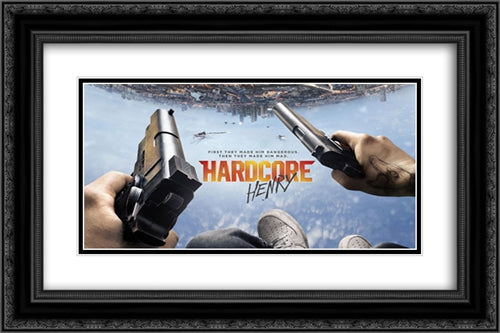 Hardcore Henry 24x16 Black Ornate Wood Framed Movie Poster with Double Matting