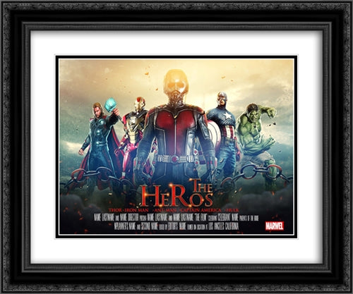 The Heros 24x20 Black Ornate Wood Framed Movie Poster with Double Matting