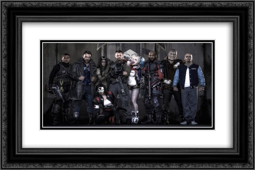 Suicide Squad 24x16 Black Ornate Wood Framed Movie Poster with Double Matting