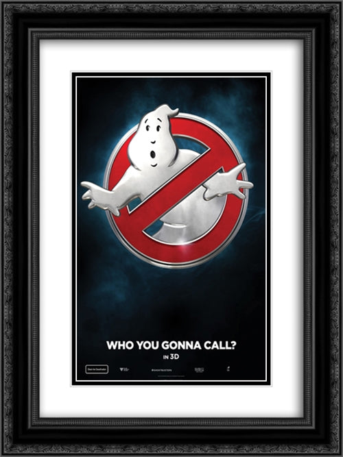 Ghostbusters 18x24 Black Ornate Wood Framed Movie Poster with Double Matting