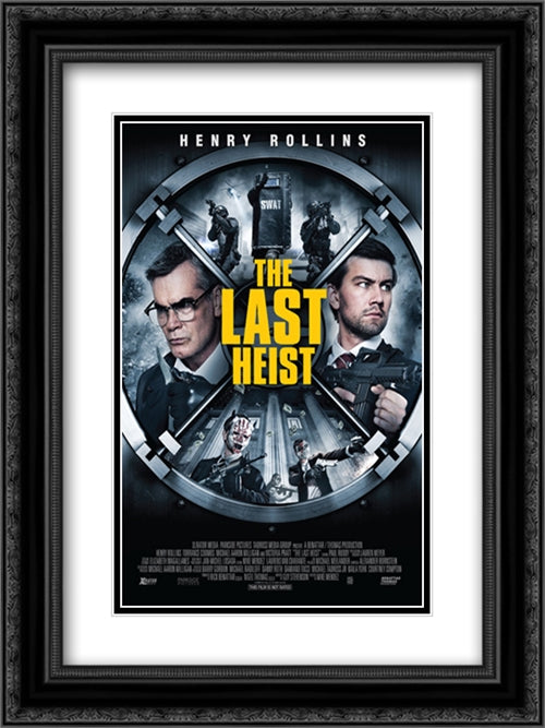 The Last Heist 18x24 Black Ornate Wood Framed Movie Poster with Double Matting