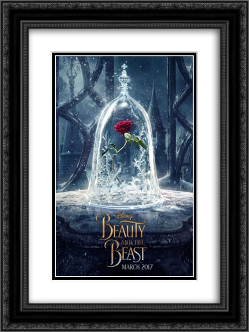 Beauty and the Beast 18x24 Black Ornate Wood Framed Movie Poster with Double Matting