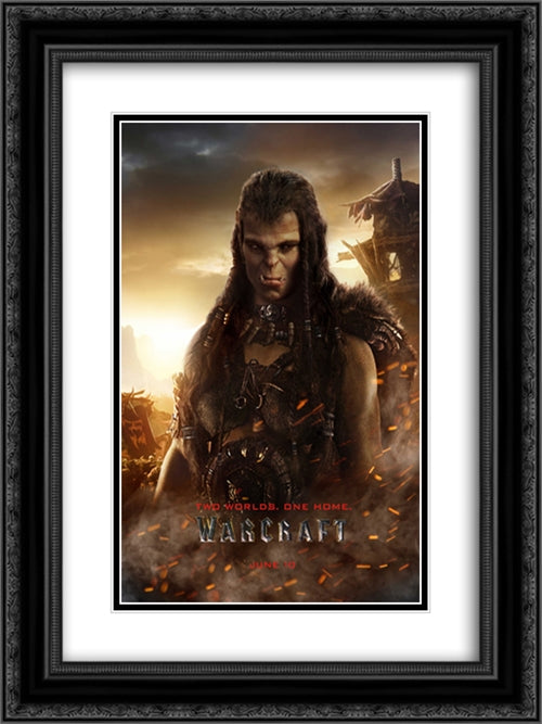 Warcraft 18x24 Black Ornate Wood Framed Movie Poster with Double Matting
