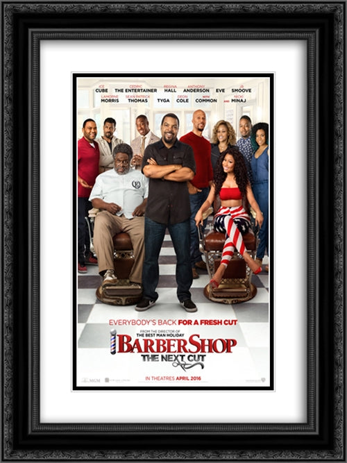 Barbershop The Next Cut 18x24 Black Ornate Wood Framed Movie Poster with Double Matting