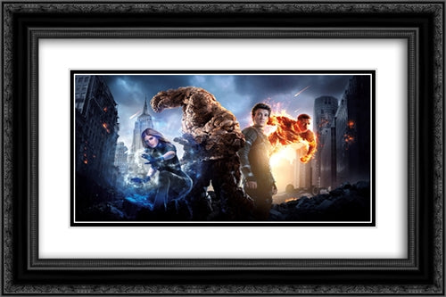 Fantastic Four 24x16 Black Ornate Wood Framed Movie Poster with Double Matting