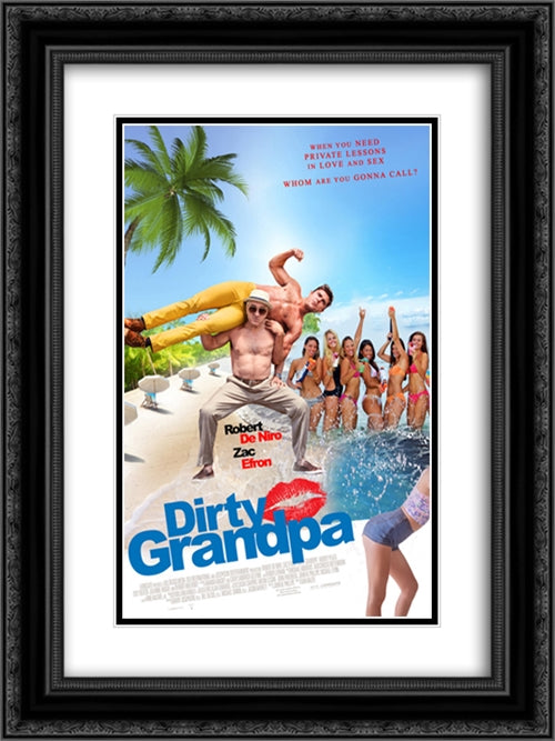 Dirty Grandpa 18x24 Black Ornate Wood Framed Movie Poster with Double Matting