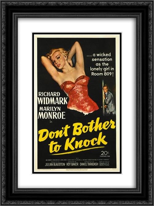 Don't Bother to Knock 18x24 Black Ornate Wood Framed Movie Poster with Double Matting